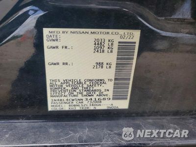 Zdjęcie 12 z 12 samochodu: 2022 NISSAN ALTIMA SR VIN:1N4BL4CW5NN341689 - miniatura