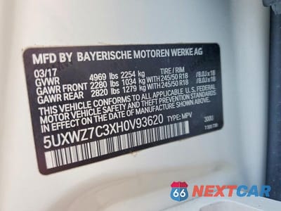 Zdjęcie 12 z 12 samochodu: 2017 BMW X3 SDRIVE28I VIN:5UXWZ7C3XH0V93620 - miniatura
