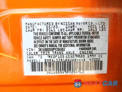 Zdjęcie 12 z 12 samochodu: 2023 NISSAN SENTRA SR VIN:3N1AB8DV9PY284962 - miniatura