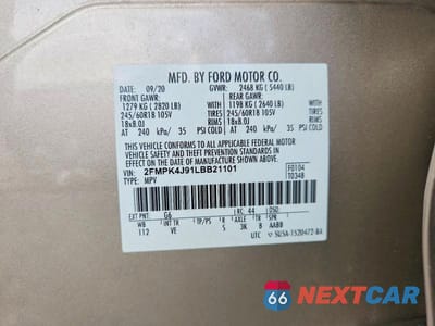 Zdjęcie 13 z 13 samochodu: 2020 FORD EDGE SEL VIN:2FMPK4J91LBB21101 - miniatura