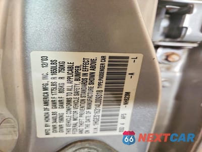 Zdjęcie 13 z 13 samochodu: 2004 HONDA CIVIC DX VP VIN:1HGES16314L009318 - miniatura