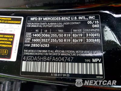 Zdjęcie 14 z 14 samochodu: 2015 MERCEDES-BENZ ML 350 4MATIC VIN:4JGDA5HB4FA604747 - miniatura