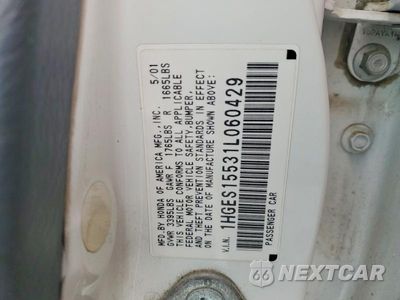 Zdjęcie 12 z 12 samochodu: 2001 HONDA CIVIC LX VIN:1HGES15531L060429 - miniatura