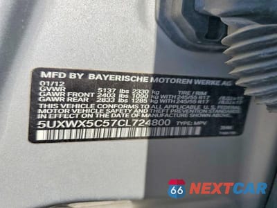 Zdjęcie 12 z 12 samochodu: 2012 BMW X3 XDRIVE28I VIN:5UXWX5C57CL724800 - miniatura