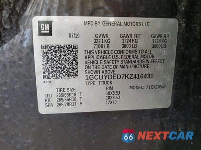 Zdjęcie 12 z 12 samochodu: 2019 CHEVROLET SILVERADO K1500 LT VIN:1GCUYDED7KZ416431 - miniatura