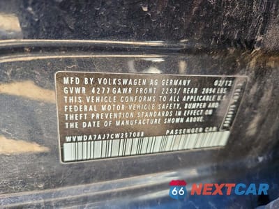 Zdjęcie 12 z 12 samochodu: 2012 VOLKSWAGEN GOLF VIN:WVWDA7AJ7CW257088 - miniatura