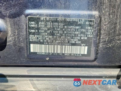 Zdjęcie 13 z 13 samochodu: 2012 SUBARU OUTBACK 2.5I PREMIUM VIN:4S4BRBCCXC3206683 - miniatura