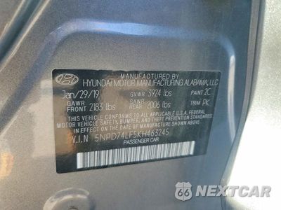 Zdjęcie 12 z 12 samochodu: 2019 HYUNDAI ELANTRA SE VIN:5NPD74LF5KH463245 - miniatura