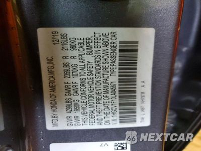 Zdjęcie 12 z 12 samochodu: 2020 HONDA ACCORD LX VIN:1HGCV1F10LA045671 - miniatura