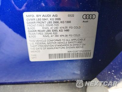 Zdjęcie 12 z 12 samochodu: 2022 AUDI Q5 E PREMIUM 55 VIN:WA1G2AFY3N2085840 - miniatura