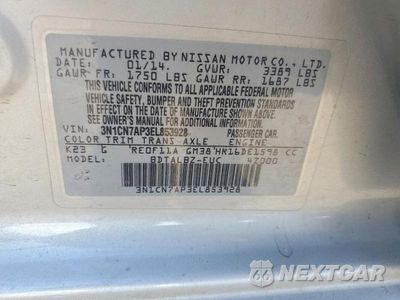 Zdjęcie 13 z 13 samochodu: 2014 NISSAN VERSA 1.6 SV VIN:3N1CN7AP3EL853928 - miniatura