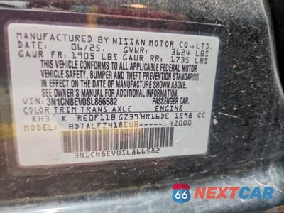 Zdjęcie 12 z 12 samochodu: 2025 NISSAN VERSA SV VIN:3N1CN8EV0SL866582 - miniatura