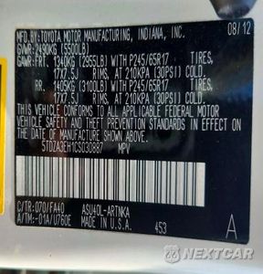 Zdjęcie 12 z 12 samochodu: 2012 TOYOTA HIGHLANDER BASE VIN:5TDZA3EH1CS030887 - miniatura