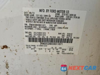 Zdjęcie 12 z 12 samochodu: 2014 FORD FLEX LIMITED VIN:2FMGK5D8XEBD11071 - miniatura