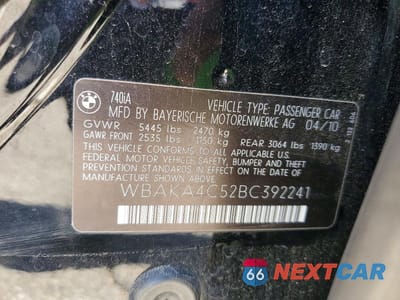Zdjęcie 12 z 12 samochodu: 2011 BMW 740 I VIN:WBAKA4C52BC392241 - miniatura