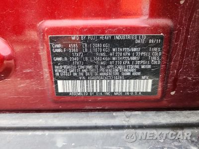 Zdjęcie 13 z 13 samochodu: 2012 SUBARU OUTBACK 2.5I VIN:4S4BRCACXC3210791 - miniatura