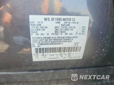Zdjęcie 14 z 14 samochodu: 2021 FORD EXPLORER XLT VIN:1FMSK8DH0MGB09813 - miniatura