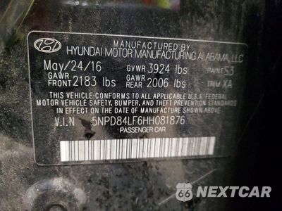 Zdjęcie 13 z 13 samochodu: 2017 HYUNDAI ELANTRA LIMITED VIN:5NPD84LF6HH081876 - miniatura