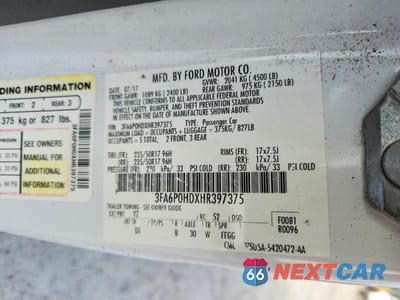 Zdjęcie 12 z 12 samochodu: 2017 FORD FUSION SE VIN:3FA6P0HDXHR397375 - miniatura
