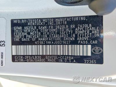 Zdjęcie 12 z 12 samochodu: 2018 TOYOTA CAMRY XSE V6 VIN:4T1BZ1HK4JU021627 - miniatura