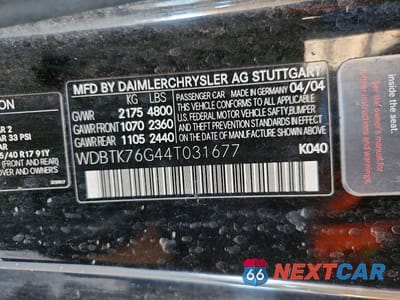 Zdjęcie 12 z 12 samochodu: 2004 MERCEDES-BENZ CLK 55 AMG VIN:WDBTK76G44T031677 - miniatura
