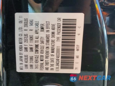 Zdjęcie 12 z 12 samochodu: 2012 ACURA TSX VIN:JH4CU4F48CC000011 - miniatura