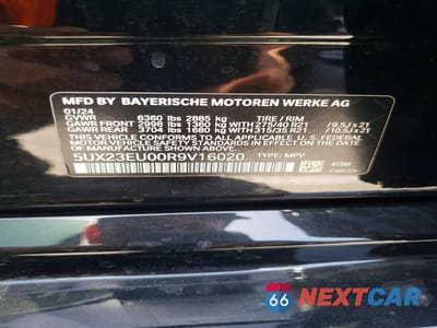 Zdjęcie 12 z 12 samochodu: 2024 BMW X5 XDRIVE40I VIN:5UX23EU00R9V16020 - miniatura