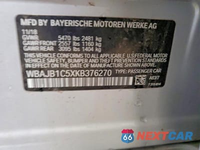 Zdjęcie 12 z 12 samochodu: 2019 BMW 530XE VIN:WBAJB1C5XKB376270 - miniatura