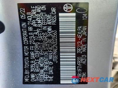 Zdjęcie 12 z 12 samochodu: 2022 TOYOTA COROLLA LE VIN:JTDEPMAE2N3023563 - miniatura