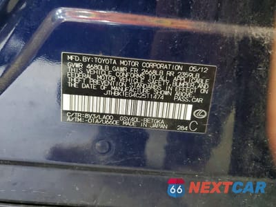 Zdjęcie 12 z 12 samochodu: 2012 LEXUS ES 350 VIN:JTHBK1EG4C2511474 - miniatura