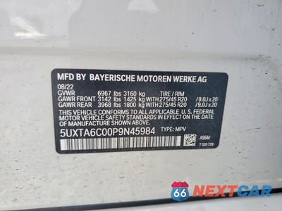 Zdjęcie 13 z 13 samochodu: 2023 BMW X5 XDRIVE45E VIN:5UXTA6C00P9N45984 - miniatura