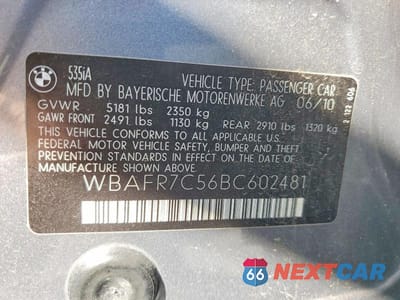 Zdjęcie 12 z 12 samochodu: 2011 BMW 535 I VIN:WBAFR7C56BC602481 - miniatura