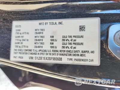 Zdjęcie 12 z 12 samochodu: 2025 TESLA MODEL 3 VIN:5YJ3E1EA3SF980608 - miniatura