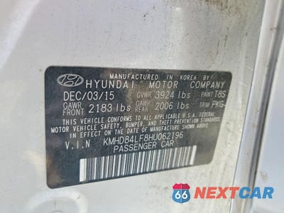Zdjęcie 12 z 12 samochodu: 2017 HYUNDAI ELANTRA SE VIN:KMHD84LF8HU062196 - miniatura