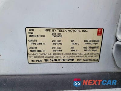 Zdjęcie 13 z 13 samochodu: 2016 TESLA MODEL S VIN:5YJSA1E16GF158948 - miniatura