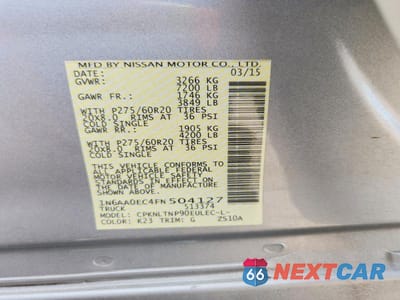Zdjęcie 12 z 12 samochodu: 2015 NISSAN TITAN SV VIN:1N6AA0EC4FN504127 - miniatura