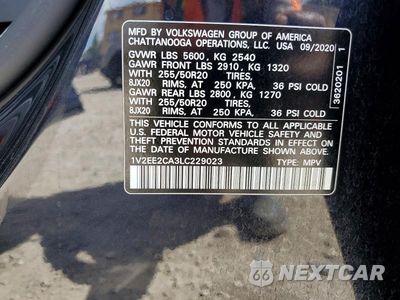 Zdjęcie 12 z 12 samochodu: 2020 VOLKSWAGEN ATLAS CROSS SPORT SEL VIN:1V2EE2CA3LC229023 - miniatura