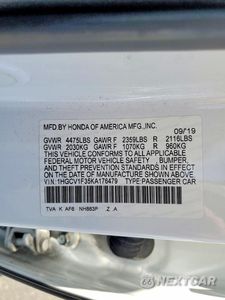 Zdjęcie 12 z 12 samochodu: 2019 HONDA ACCORD SPORT VIN:1HGCV1F35KA176479 - miniatura