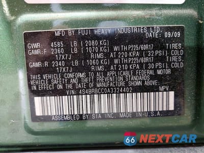 Zdjęcie 12 z 12 samochodu: 2010 SUBARU OUTBACK 2.5I PREMIUM VIN:4S4BRBCC0A3324402 - miniatura
