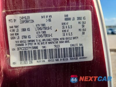 Zdjęcie 12 z 12 samochodu: 1996 DODGE RAM 2500 VIN:3B7KC23Z3TM150806 - miniatura