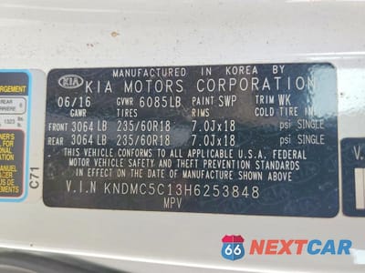 Zdjęcie 13 z 13 samochodu: 2017 KIA SEDONA EX VIN:KNDMC5C13H6253848 - miniatura
