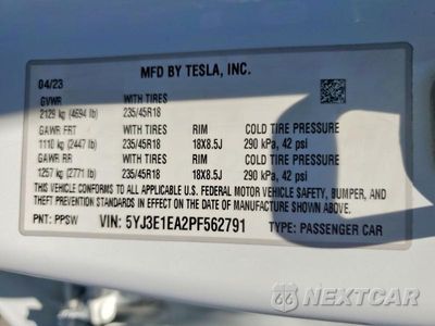 Zdjęcie 12 z 12 samochodu: 2023 TESLA MODEL 3 VIN:5YJ3E1EA2PF562791 - miniatura