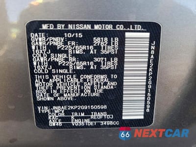 Zdjęcie 13 z 13 samochodu: 2016 NISSAN QUEST S/SV/SL/LE/PLAT VIN:JN8AE2KP2G9150598 - miniatura