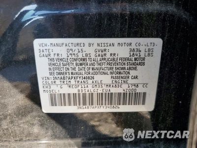 Zdjęcie 12 z 12 samochodu: 2015 NISSAN SENTRA SL VIN:3N1AB7APXFY340826 - miniatura
