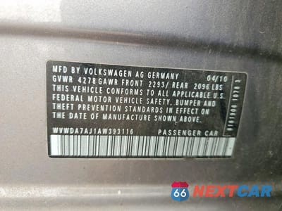 Zdjęcie 12 z 12 samochodu: 2010 VOLKSWAGEN GOLF VIN:WVWDA7AJ1AW393116 - miniatura