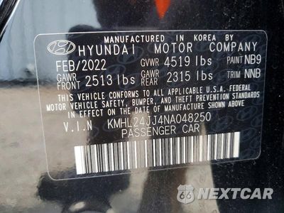 Zdjęcie 12 z 12 samochodu: 2022 HYUNDAI SONATA HYBRID BLUE VIN:KMHL24JJ4NA048250 - miniatura