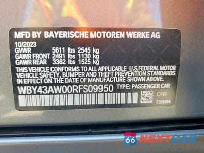 Zdjęcie 12 z 12 samochodu: 2024 BMW I4 EDRIVE 35 VIN:WBY43AW00RFS09950 - miniatura