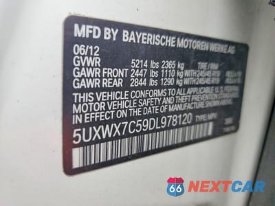 Zdjęcie 13 z 13 samochodu: 2013 BMW X3 XDRIVE35I VIN:5UXWX7C59DL978120 - miniatura