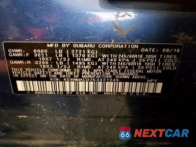 Zdjęcie 13 z 13 samochodu: 2019 SUBARU ASCENT PREMIUM VIN:4S4WMACD7K3421245 - miniatura