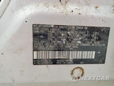 Zdjęcie 13 z 13 samochodu: 2012 TOYOTA RAV4 BASE VIN:2T3JF4DV4CW217874 - miniatura